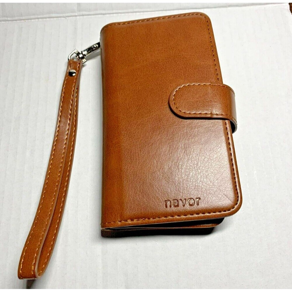 Navor Wallet Case with Detachable Magnetic Cover for iPhone Wrist Strap